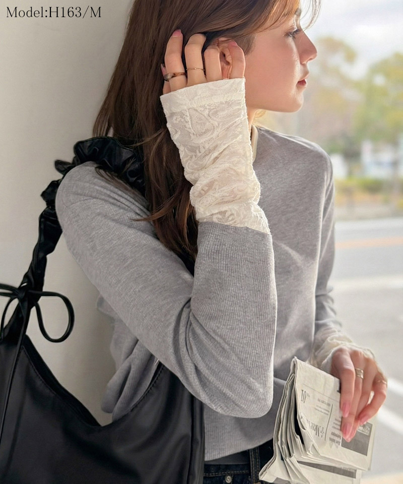 【 クラシカルエルフ classical elf 】カットソー 長袖 レディース トップス ジャガード 切り替え リブ 立体感 配色デザイン ふくれジャガード コンパクト | classicalelf | 10