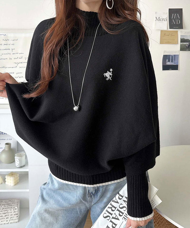 【2点セット】リブニット×ドルマンニット胸刺繍入り配色レイヤードニット Classical Elf クラシカルエルフ ce1350018 | classicalelf | 10