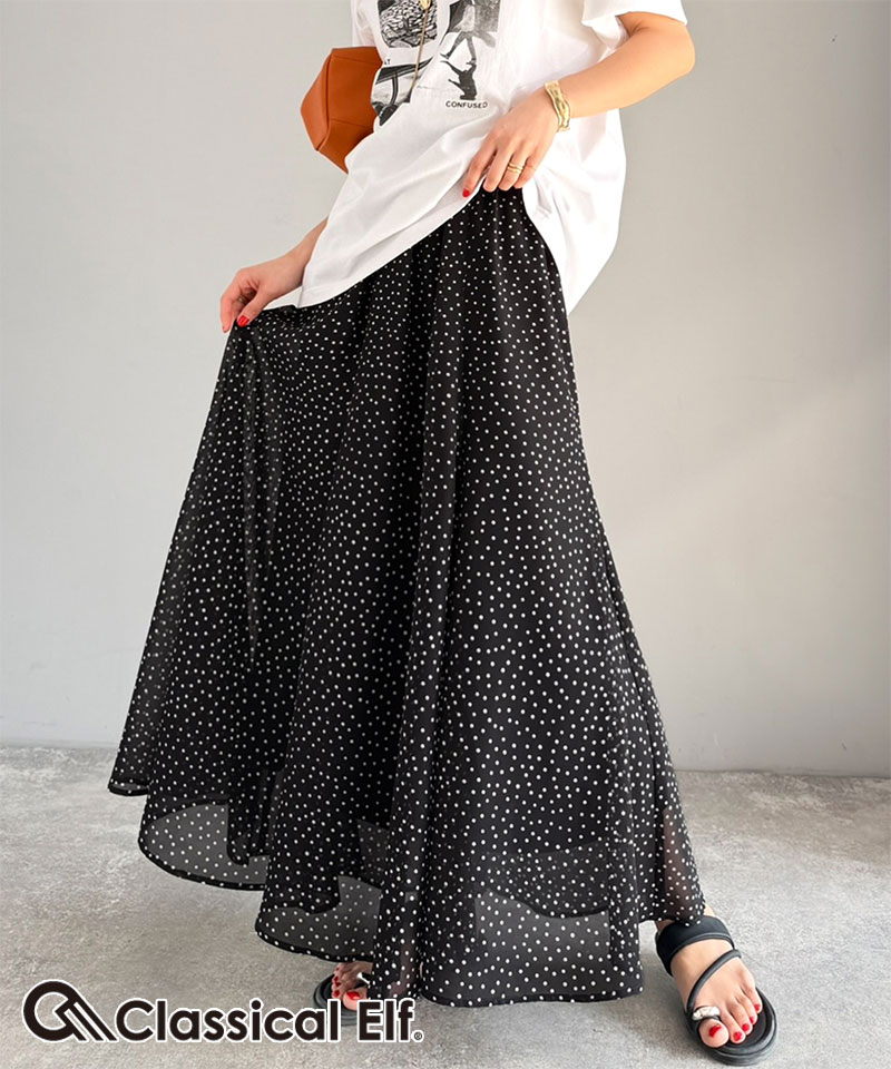 【 クラシカルエルフ classical elf 】 スカート ロング 春 レディース フレアスカート シアー 抜け感 | classicalelf