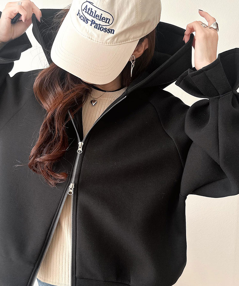 【 クラシカルエルフ classical elf 】 パーカー レディース 春 トップス ダブルジップ キャンディスリーブ フーディー マシュマロ ダンボールパーカー | classicalelf | 05