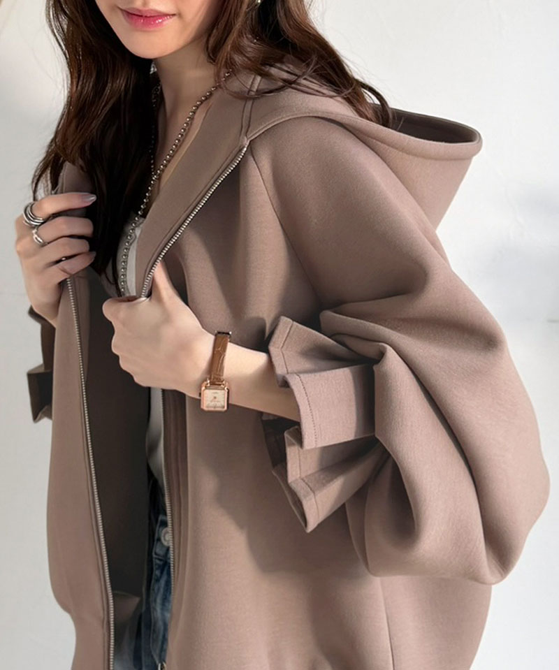 【 クラシカルエルフ classical elf 】 パーカー レディース 春 トップス ダブルジップ キャンディスリーブ フーディー マシュマロ ダンボールパーカー | classicalelf | 08