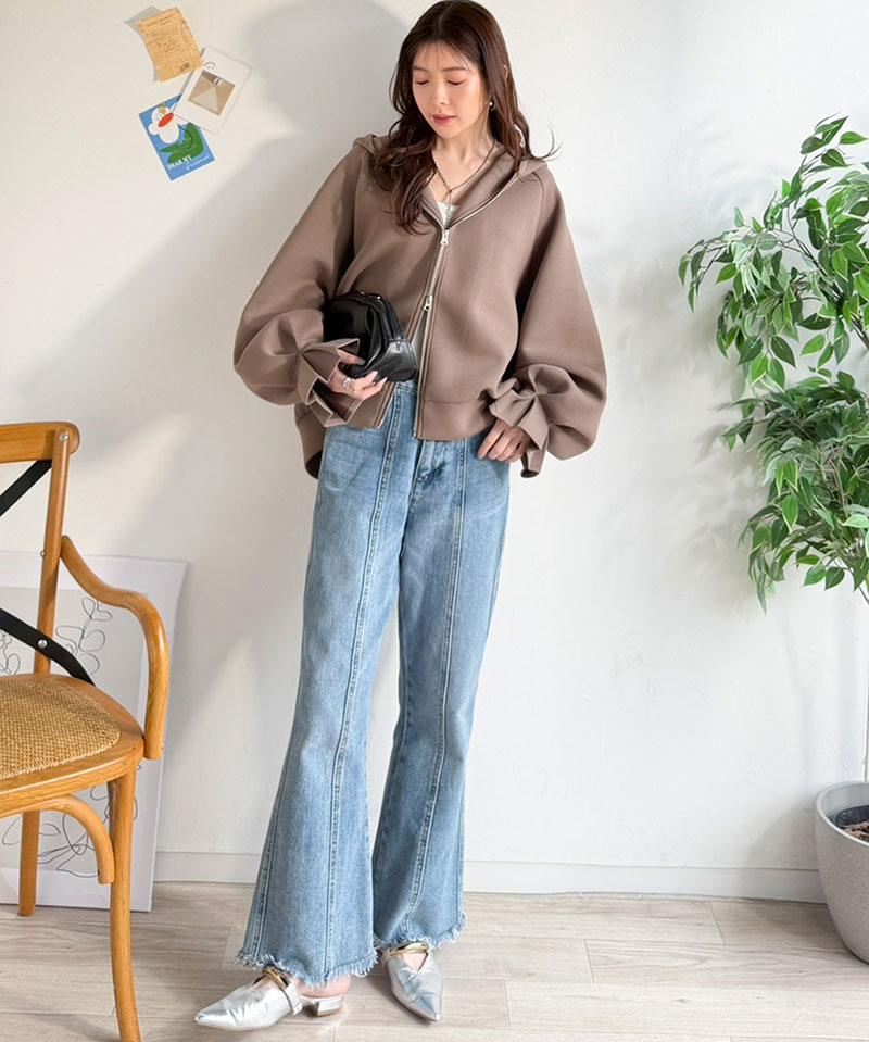 【 クラシカルエルフ classical elf 】 パーカー レディース 春 トップス ダブルジップ キャンディスリーブ フーディー マシュマロ ダンボールパーカー | classicalelf | 10