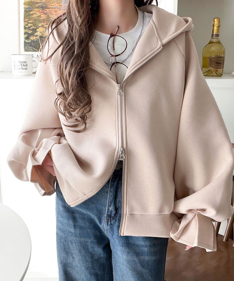 【 クラシカルエルフ classical elf 】 パーカー レディース 春 トップス ダブルジップ キャンディスリーブ フーディー マシュマロ ダンボールパーカー | classicalelf | 13