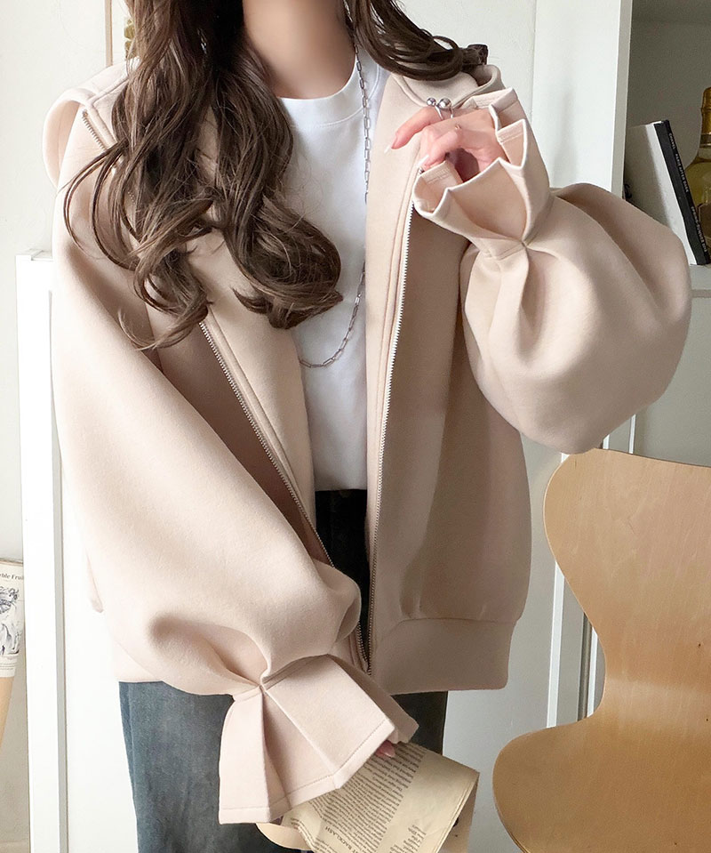 【 クラシカルエルフ classical elf 】 パーカー レディース 春 トップス ダブルジップ キャンディスリーブ フーディー マシュマロ ダンボールパーカー | classicalelf | 15