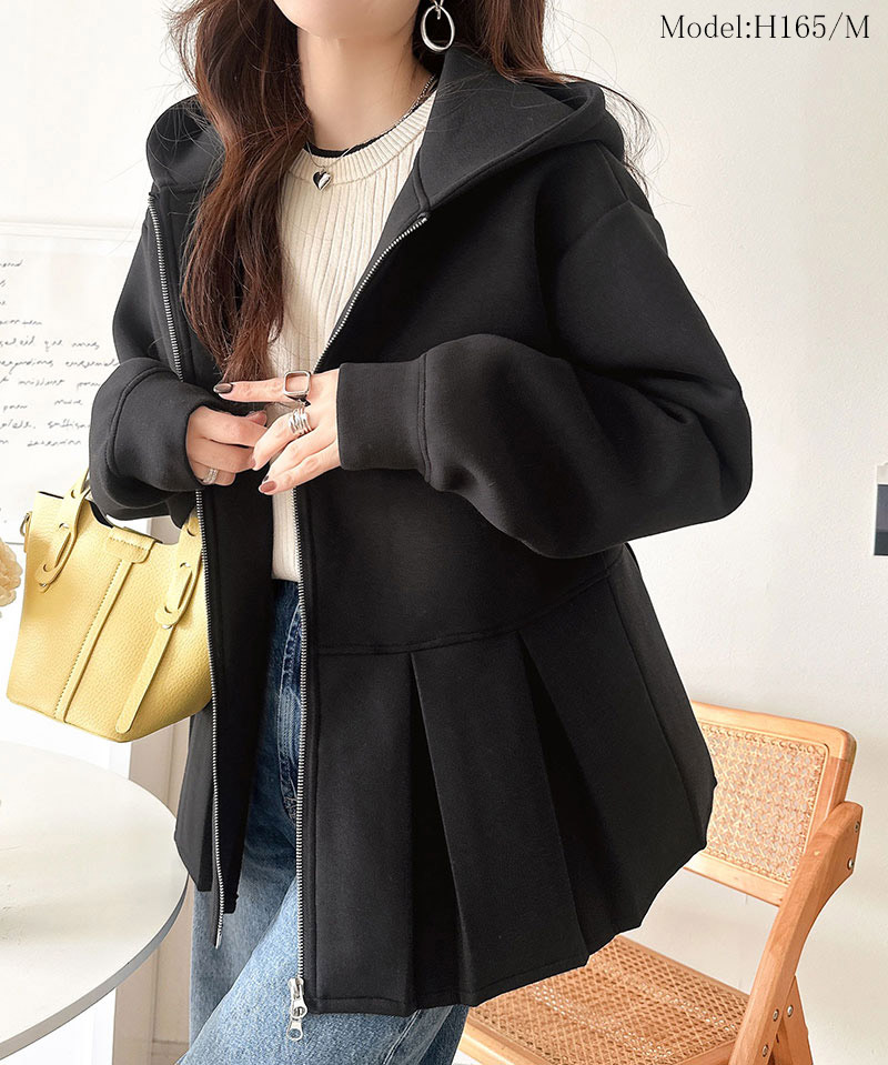 【 クラシカルエルフ classical elf 】 パーカー レディース 春 トップス ダブルジップ ペプラム マシュマロ ダンボールパーカー 大人フーディー | classicalelf | 02