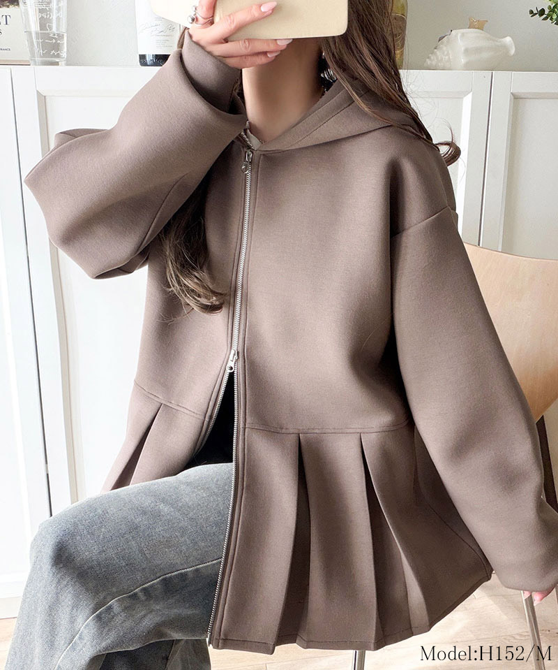 【 クラシカルエルフ classical elf 】 パーカー レディース 春 トップス ダブルジップ ペプラム マシュマロ ダンボールパーカー 大人フーディー | classicalelf | 07