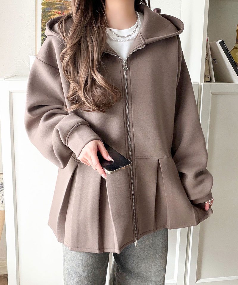 【 クラシカルエルフ classical elf 】 パーカー レディース 春 トップス ダブルジップ ペプラム マシュマロ ダンボールパーカー 大人フーディー | classicalelf | 08