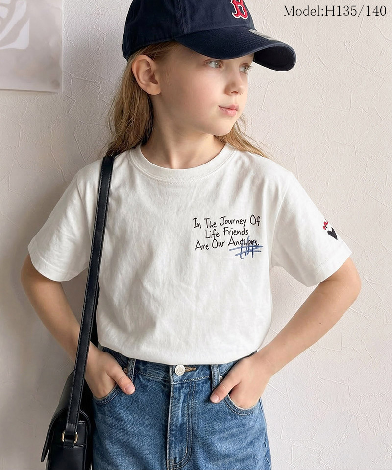 【キッズ】綿100%らくがき風刺繍 無地＆ボーダー柄半袖Tシャツ Classical Elf クラシカルエルフ ck1260396 | classicalelf | 03
