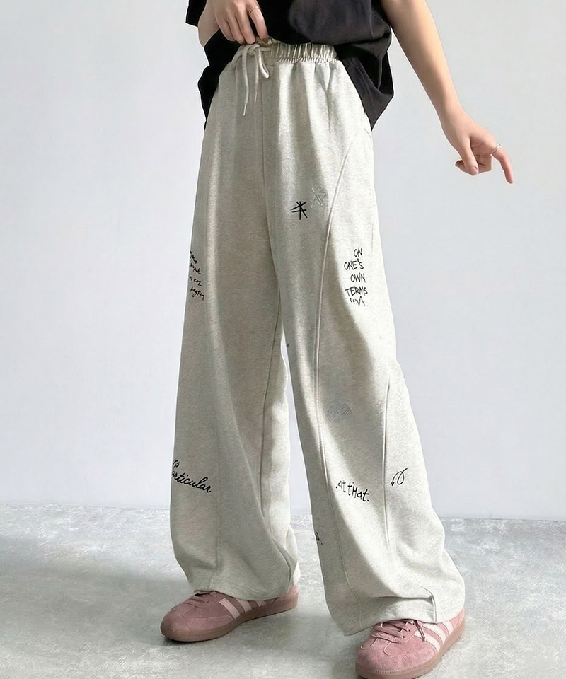 【キッズ】親子リンクコーデ可能◎ランダム刺繍裏毛スウェットワイドパンツ Classical Elf クラシカルエルフ ck1260423 | classicalelf | 14