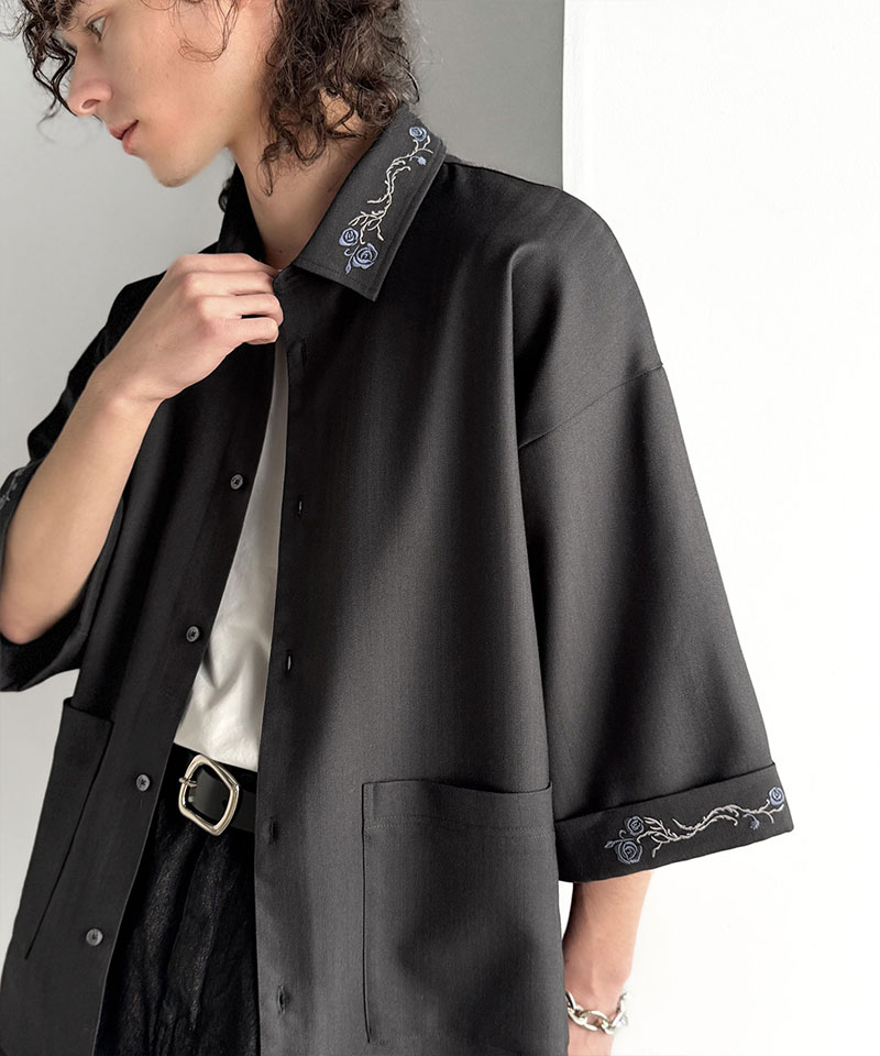 【Classical Origin】 トップス シャツ メンズ 刺繍使い シャツジャケット ヘリンボーン ストライプ 素材 大きいサイズ 春 夏 2026ss | classicalelf | 03