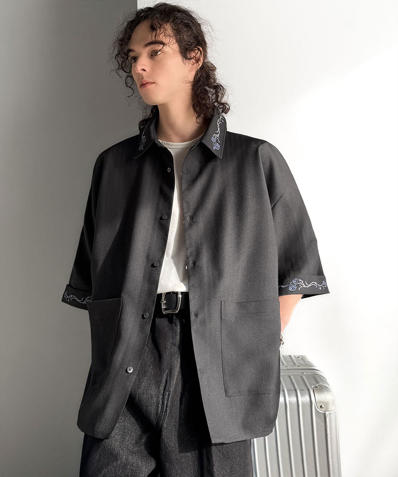 【Classical Origin】 トップス シャツ メンズ 刺繍使い シャツジャケット ヘリンボーン ストライプ 素材 大きいサイズ 春 夏 2026ss | classicalelf | 05