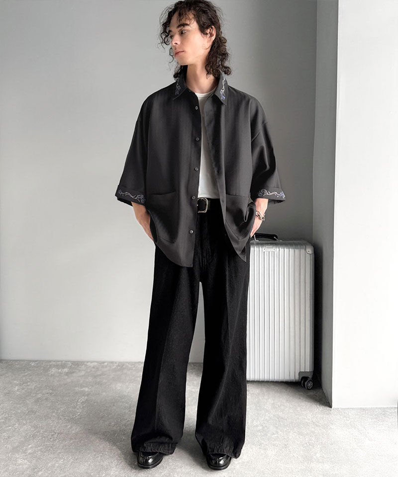 【Classical Origin】 トップス シャツ メンズ 刺繍使い シャツジャケット ヘリンボーン ストライプ 素材 大きいサイズ 春 夏 2026ss | classicalelf | 07