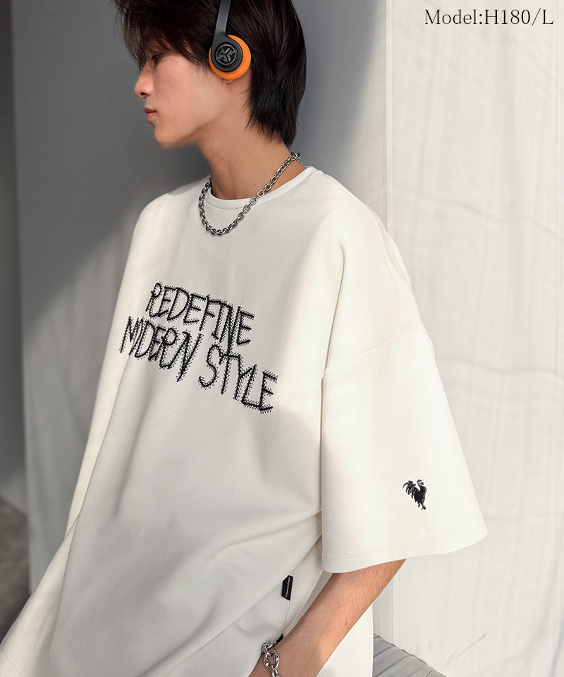 【Classical Origin】 tシャツ メンズ 半袖 トップス 刺繍 3D 立体 ドレープ 半袖 主役級 シンプル 立体コード 落ち感 オーバーサイズ | classicalelf | 02