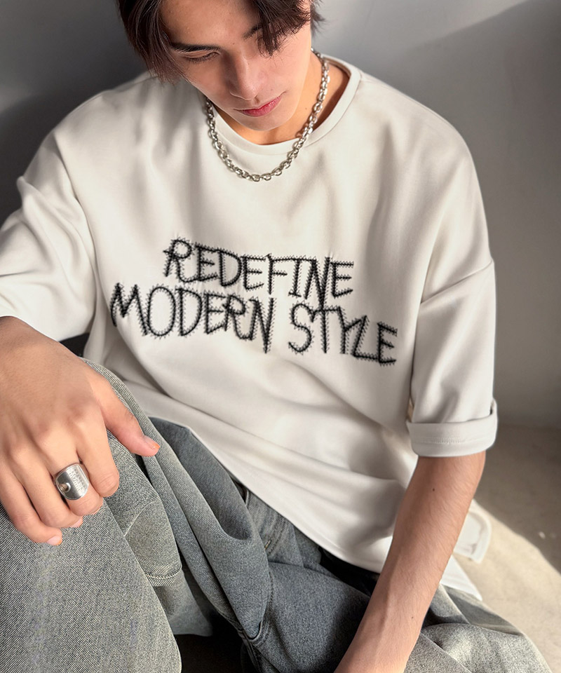 【Classical Origin】 tシャツ メンズ 半袖 トップス 刺繍 3D 立体 ドレープ 半袖 主役級 シンプル 立体コード 落ち感 オーバーサイズ | classicalelf | 03