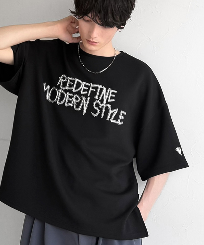 【Classical Origin】 tシャツ メンズ 半袖 トップス 刺繍 3D 立体 ドレープ 半袖 主役級 シンプル 立体コード 落ち感 オーバーサイズ | classicalelf | 10