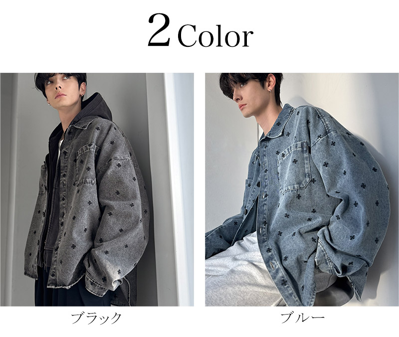【Classical Origin】 シャツジャケット メンズ ゆったり アウター ジャケット メンズ 総柄刺繍 デニムジャケット シンプル 存在感 軽やか 日常 | classicalelf | 01