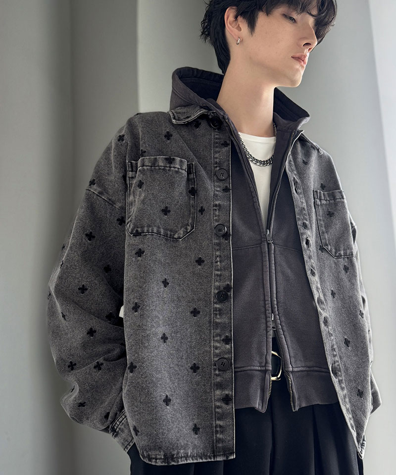【Classical Origin】 シャツジャケット メンズ ゆったり アウター ジャケット メンズ 総柄刺繍 デニムジャケット シンプル 存在感 軽やか 日常 | classicalelf | 03