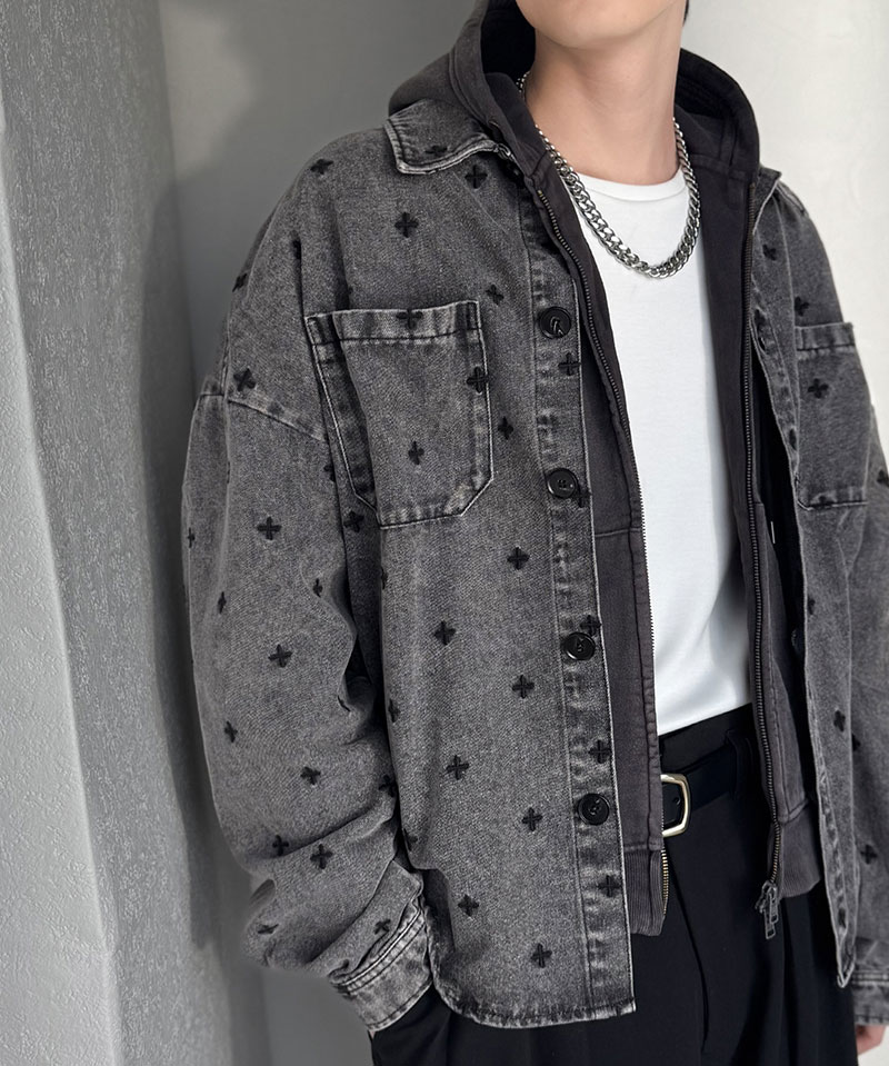 【Classical Origin】 シャツジャケット メンズ ゆったり アウター ジャケット メンズ 総柄刺繍 デニムジャケット シンプル 存在感 軽やか 日常 | classicalelf | 07