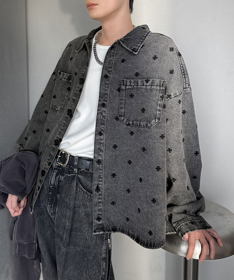 【Classical Origin】 シャツジャケット メンズ ゆったり アウター ジャケット メンズ 総柄刺繍 デニムジャケット シンプル 存在感 軽やか 日常 | classicalelf | 08