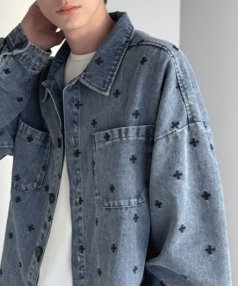 【Classical Origin】 シャツジャケット メンズ ゆったり アウター ジャケット メンズ 総柄刺繍 デニムジャケット シンプル 存在感 軽やか 日常 | classicalelf | 11