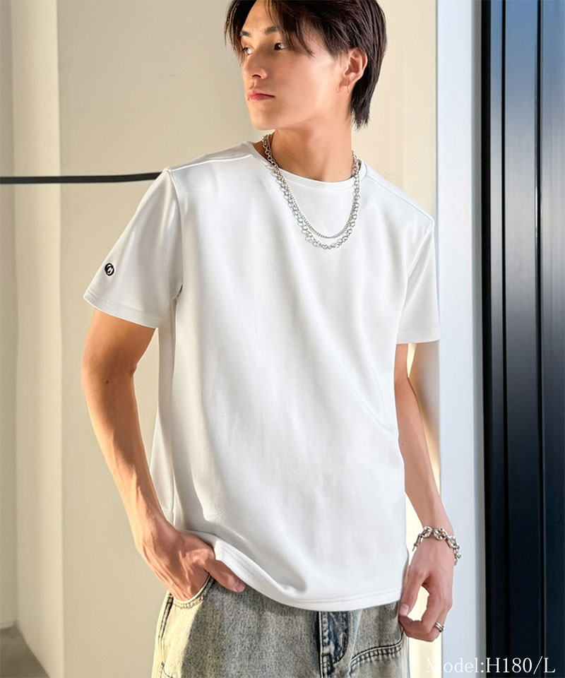 【Classical Origin】 【接触冷感機能付き】 tシャツ メンズ 半袖 トップス 肩切り替え 袖刺繍 ショート丈 ダンボール素材 Tee 大きいサイズ 春 夏 | classicalelf | 02