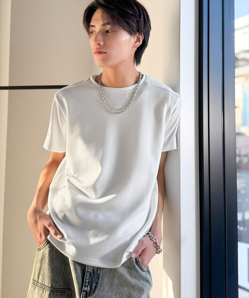 【Classical Origin】 【接触冷感機能付き】 tシャツ メンズ 半袖 トップス 肩切り替え 袖刺繍 ショート丈 ダンボール素材 Tee 大きいサイズ 春 夏 | classicalelf | 05