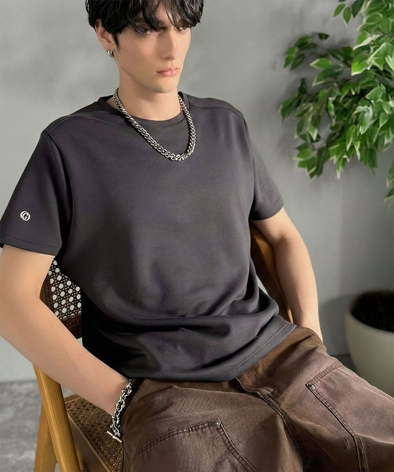 【Classical Origin】 【接触冷感機能付き】 tシャツ メンズ 半袖 トップス 肩切り替え 袖刺繍 ショート丈 ダンボール素材 Tee 大きいサイズ 春 夏 | classicalelf | 13