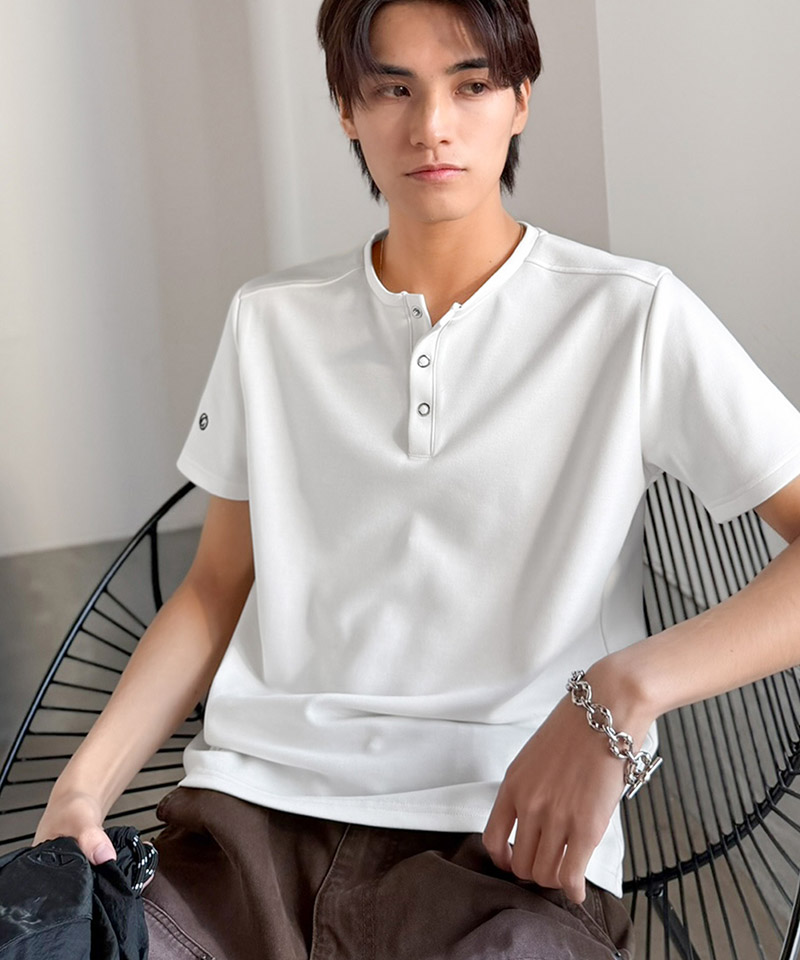 【接触冷感機能付き】肩切り替えショート丈ダンボール素材ヘンリーネックTシャツ Classical Origin クラシカルエルフ co1010056 | classicalelf | 05