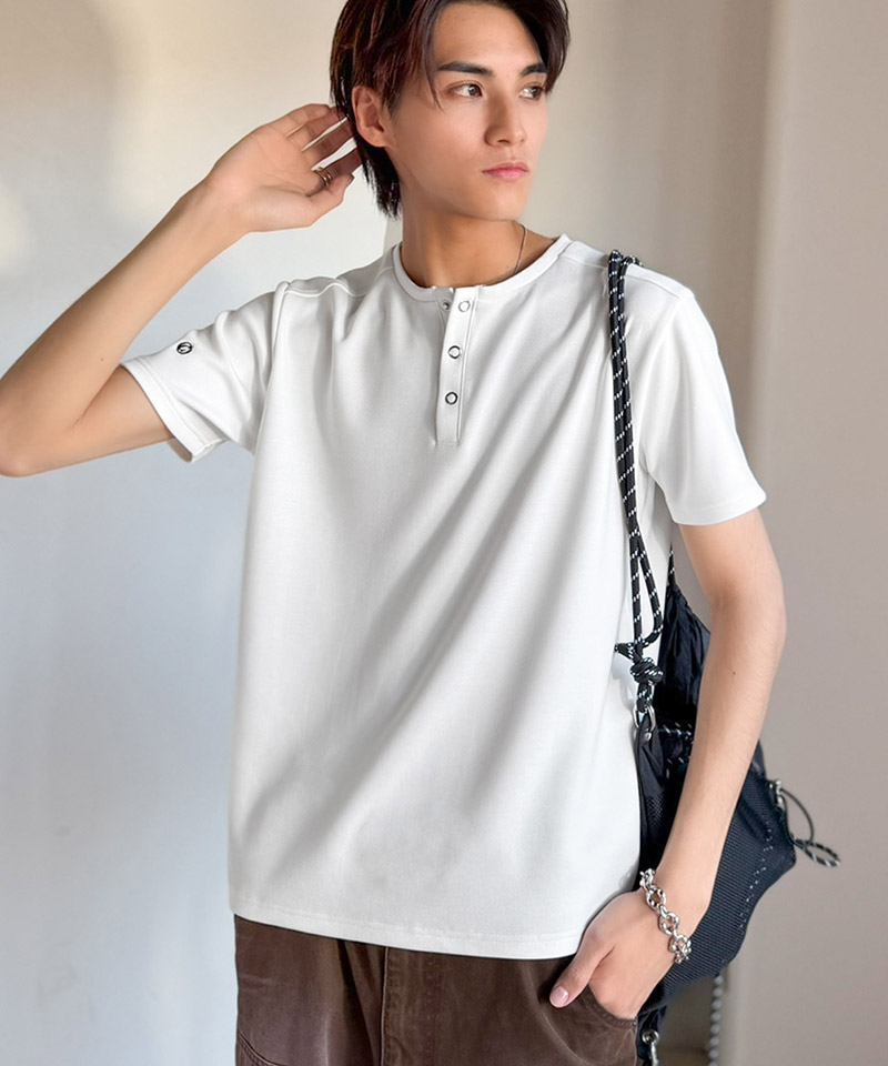 【接触冷感機能付き】肩切り替えショート丈ダンボール素材ヘンリーネックTシャツ Classical Origin クラシカルエルフ co1010056 | classicalelf | 06