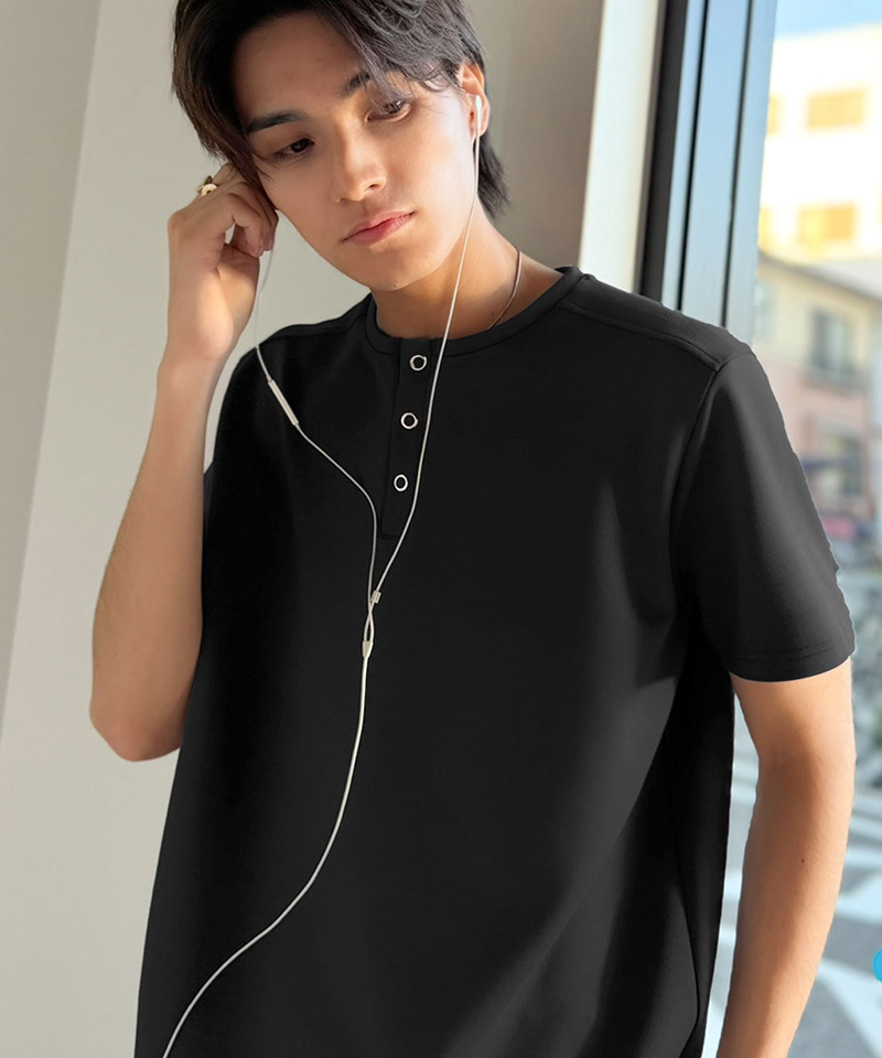 【接触冷感機能付き】肩切り替えショート丈ダンボール素材ヘンリーネックTシャツ Classical Origin クラシカルエルフ co1010056 | classicalelf | 08