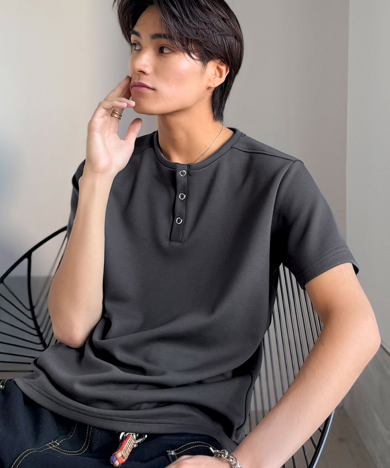 【接触冷感機能付き】肩切り替えショート丈ダンボール素材ヘンリーネックTシャツ Classical Origin クラシカルエルフ co1010056 | classicalelf | 12