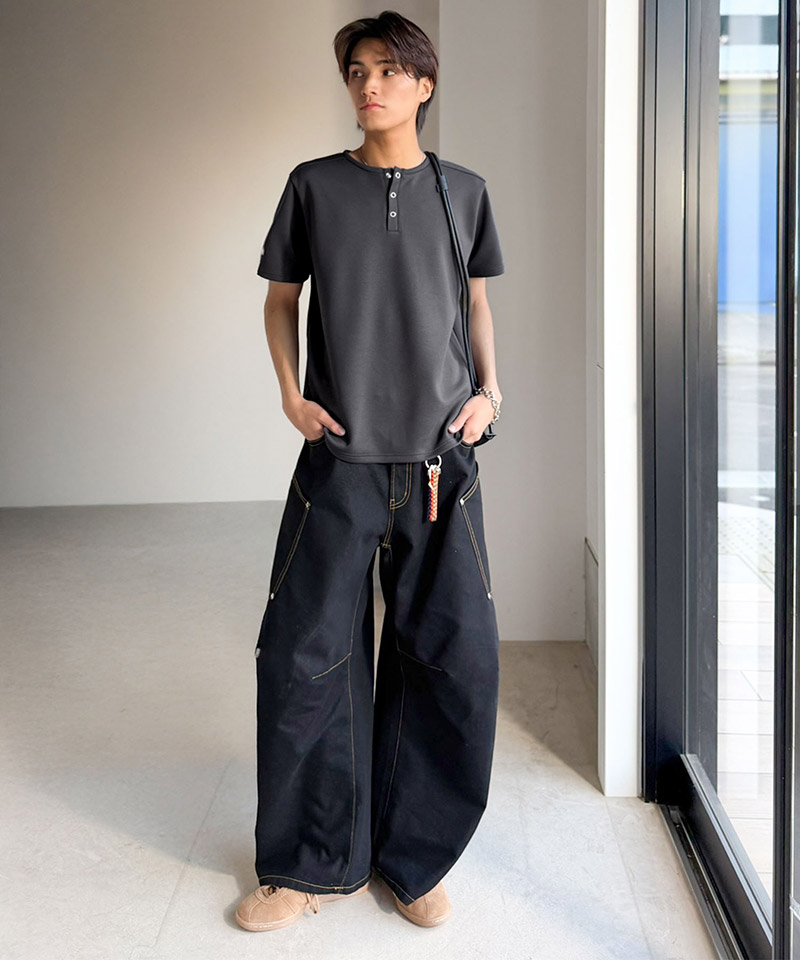 【接触冷感機能付き】肩切り替えショート丈ダンボール素材ヘンリーネックTシャツ Classical Origin クラシカルエルフ co1010056 | classicalelf | 13