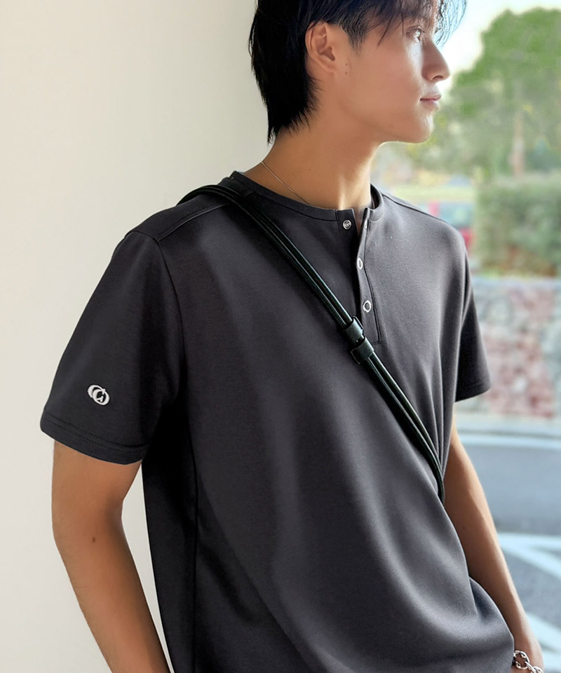 【接触冷感機能付き】肩切り替えショート丈ダンボール素材ヘンリーネックTシャツ Classical Origin クラシカルエルフ co1010056 | classicalelf | 14