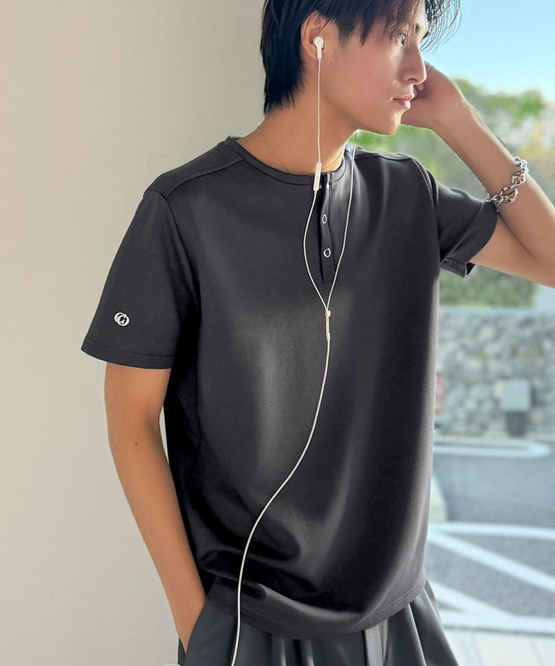 【接触冷感機能付き】肩切り替えショート丈ダンボール素材ヘンリーネックTシャツ Classical Origin クラシカルエルフ co1010056 | classicalelf | 15