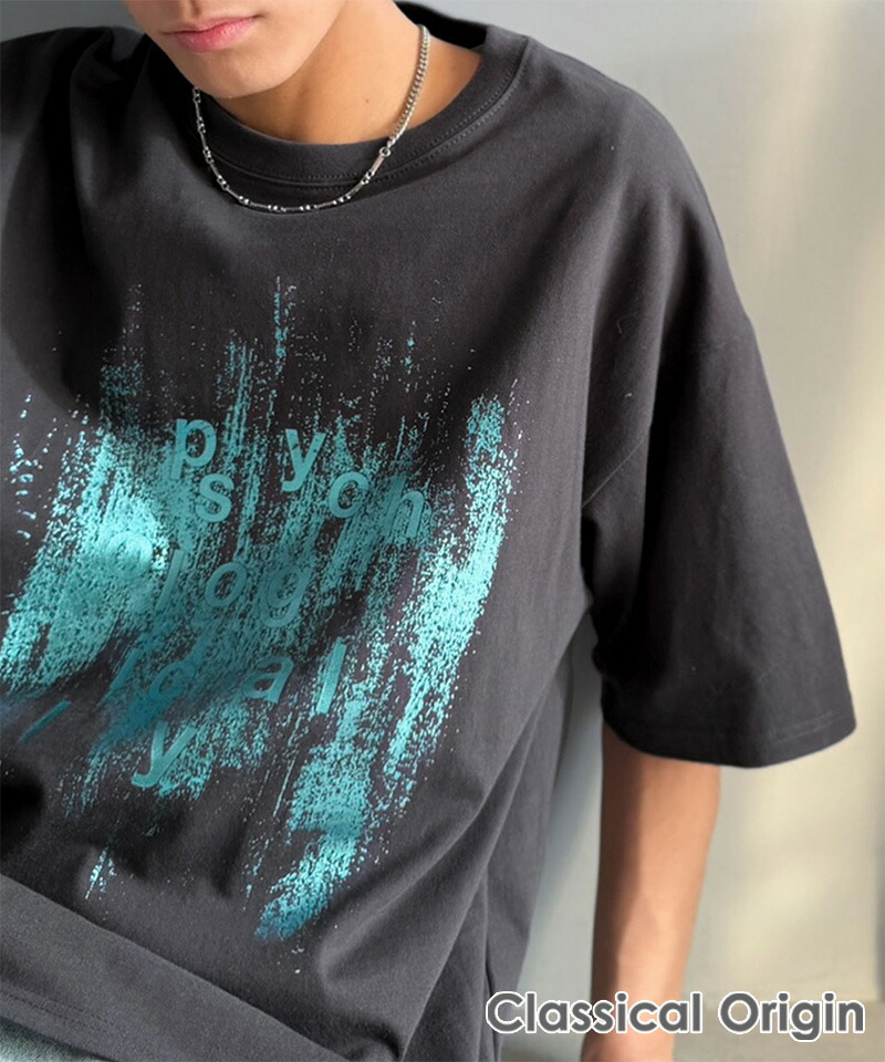 【Classical Origin】 tシャツ メンズ 半袖 トップス 綿100％ グリッチノイズ箔プリント Tee 男女兼用 ユニセックス レディース 大きいサイズ | classicalelf