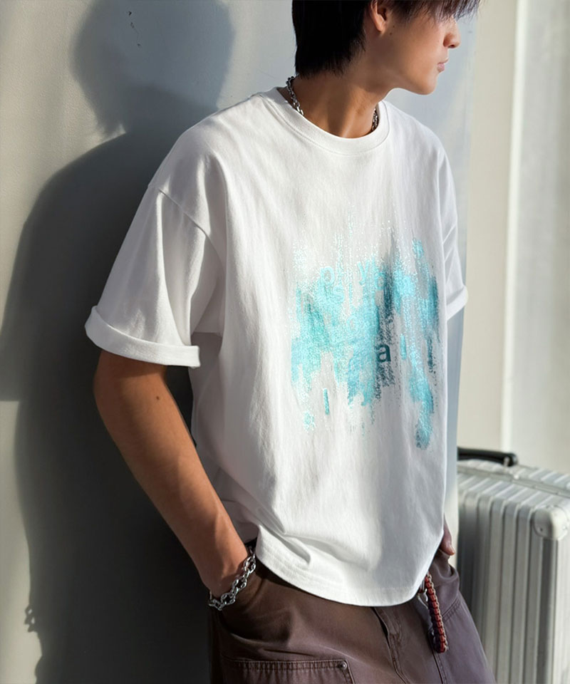 【Classical Origin】 tシャツ メンズ 半袖 トップス 綿100％ グリッチノイズ箔プリント Tee 男女兼用 ユニセックス レディース 大きいサイズ | classicalelf | 07