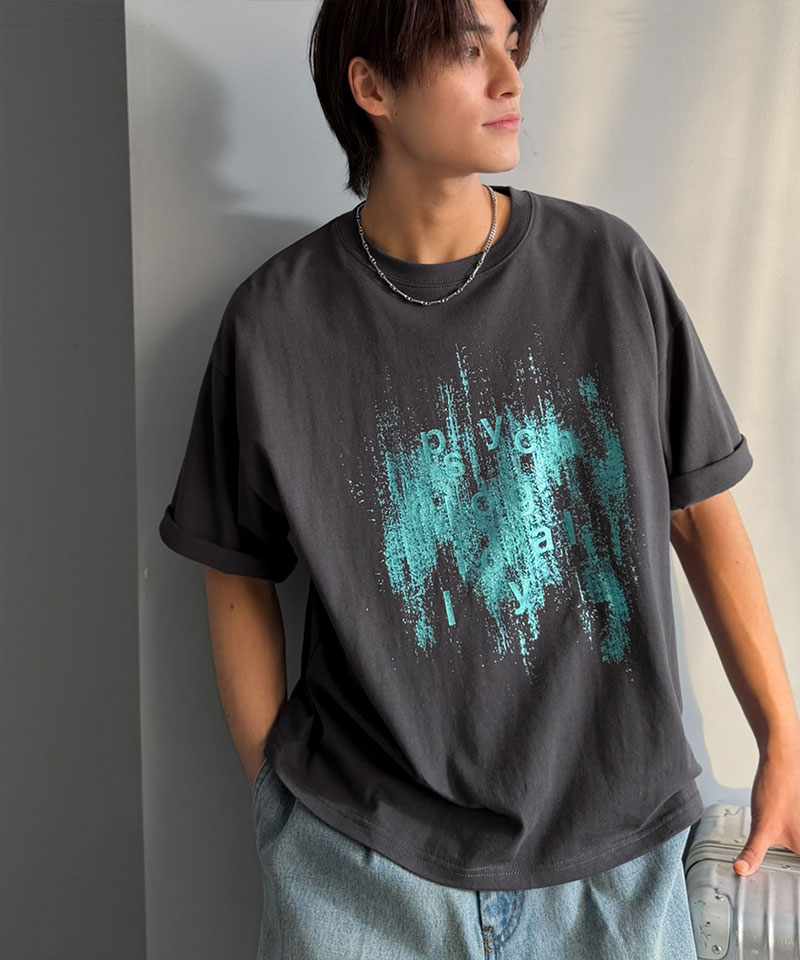 【Classical Origin】 tシャツ メンズ 半袖 トップス 綿100％ グリッチノイズ箔プリント Tee 男女兼用 ユニセックス レディース 大きいサイズ | classicalelf | 15