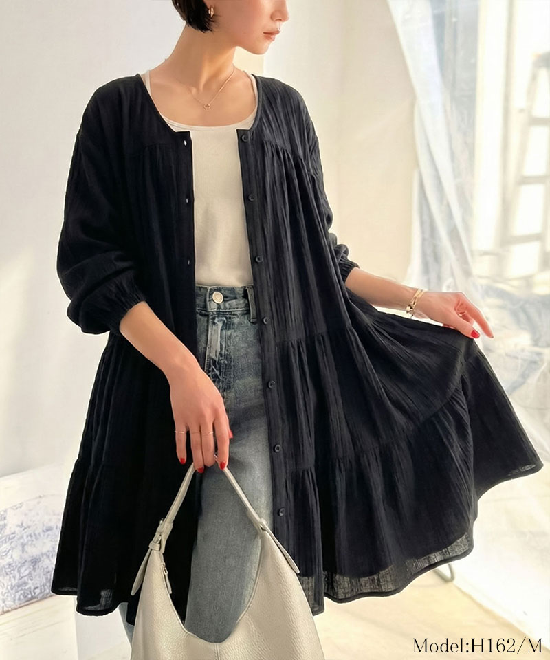 【Classical Evon】 シャツ レディース シャツワンピース 長袖 トップス チュニック 着回し抜群 前後2way | classicalelf | 05