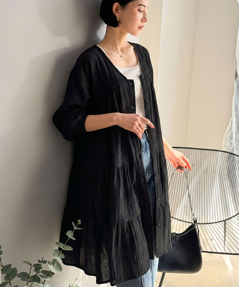 【Classical Evon】 シャツ レディース シャツワンピース 長袖 トップス チュニック 着回し抜群 前後2way | classicalelf | 06