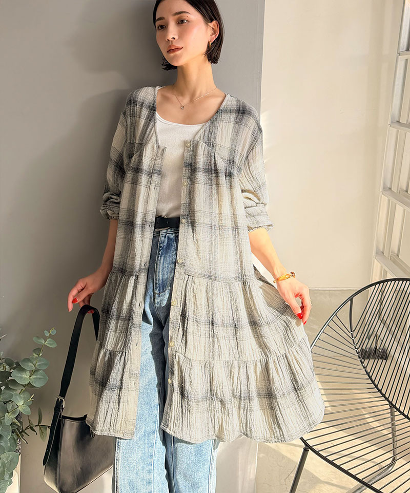 【Classical Evon】 シャツ レディース シャツワンピース 長袖 トップス チュニック 着回し抜群 前後2way | classicalelf | 09