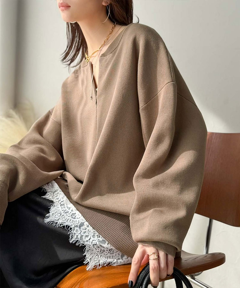 大人はレースをこう着る！裾レースドッキングミラノリブトップス（長袖） Classical Evon クラシカルエルフ ev1020394 | classicalelf | 16