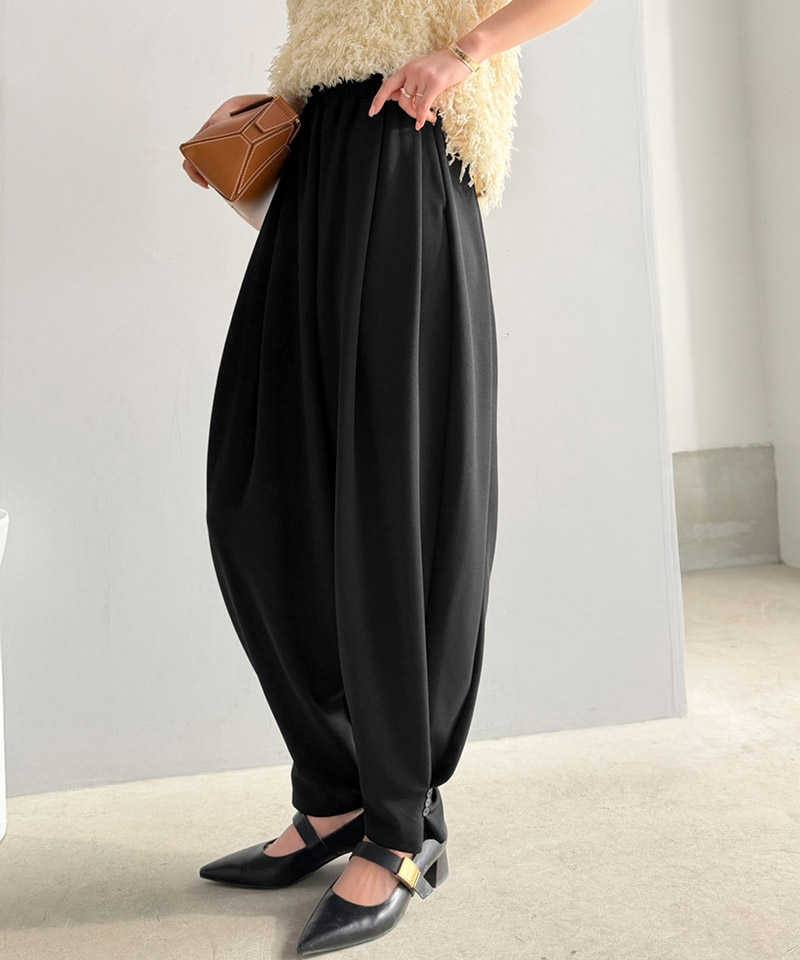 【Classical Evon】 ボトムス パンツ レディース タックボリュームパンツ バルーンシルエット ボタン 立体感 | classicalelf | 03