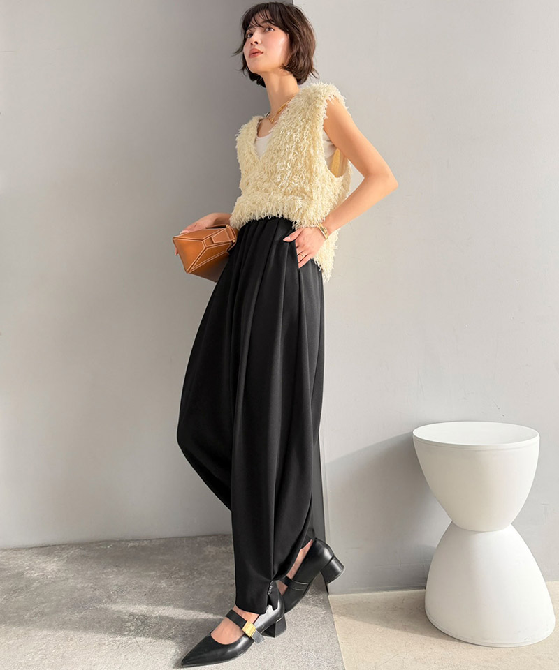 【Classical Evon】 ボトムス パンツ レディース タックボリュームパンツ バルーンシルエット ボタン 立体感 | classicalelf | 04