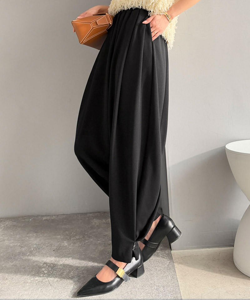 【Classical Evon】 ボトムス パンツ レディース タックボリュームパンツ バルーンシルエット ボタン 立体感 | classicalelf | 05