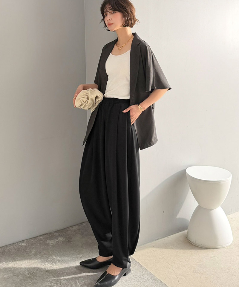 【Classical Evon】 ボトムス パンツ レディース タックボリュームパンツ バルーンシルエット ボタン 立体感 | classicalelf | 08