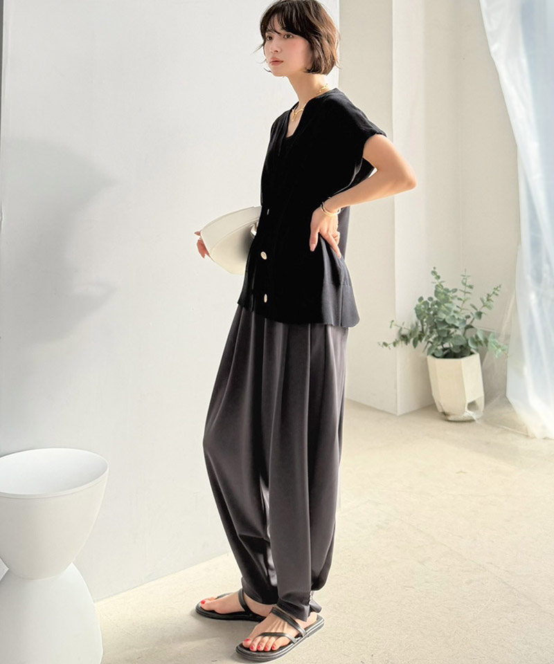 【Classical Evon】 ボトムス パンツ レディース タックボリュームパンツ バルーンシルエット ボタン 立体感 | classicalelf | 10