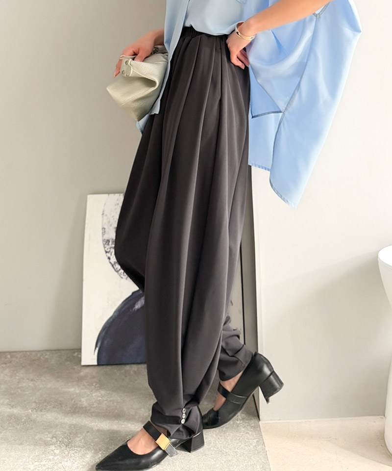 【Classical Evon】 ボトムス パンツ レディース タックボリュームパンツ バルーンシルエット ボタン 立体感 | classicalelf | 15