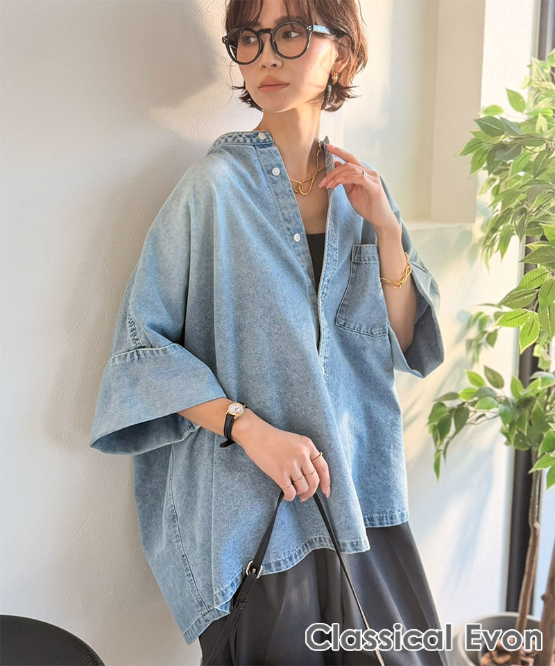 【Classical Evon】 デニムシャツ レディース 大きいサイズ シャツ おしゃれ トップス ブラウス 羽織り | classicalelf
