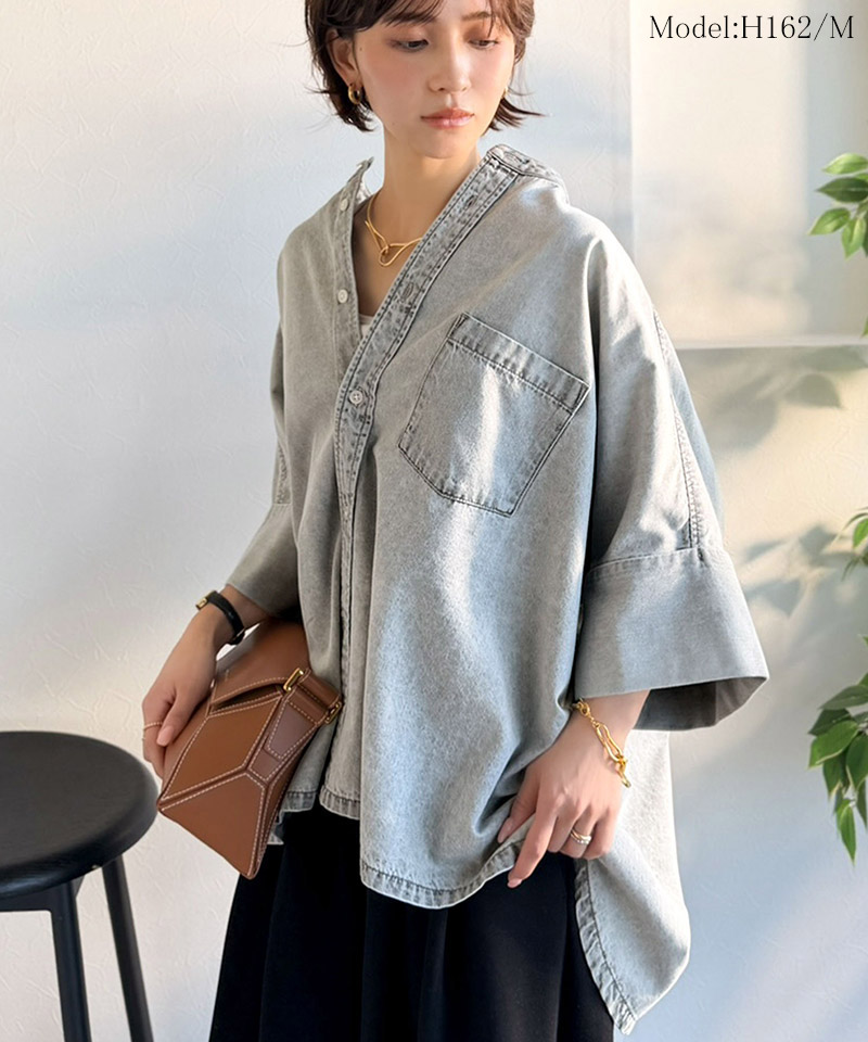 【Classical Evon】 デニムシャツ レディース 大きいサイズ シャツ おしゃれ トップス ブラウス 羽織り | classicalelf | 02
