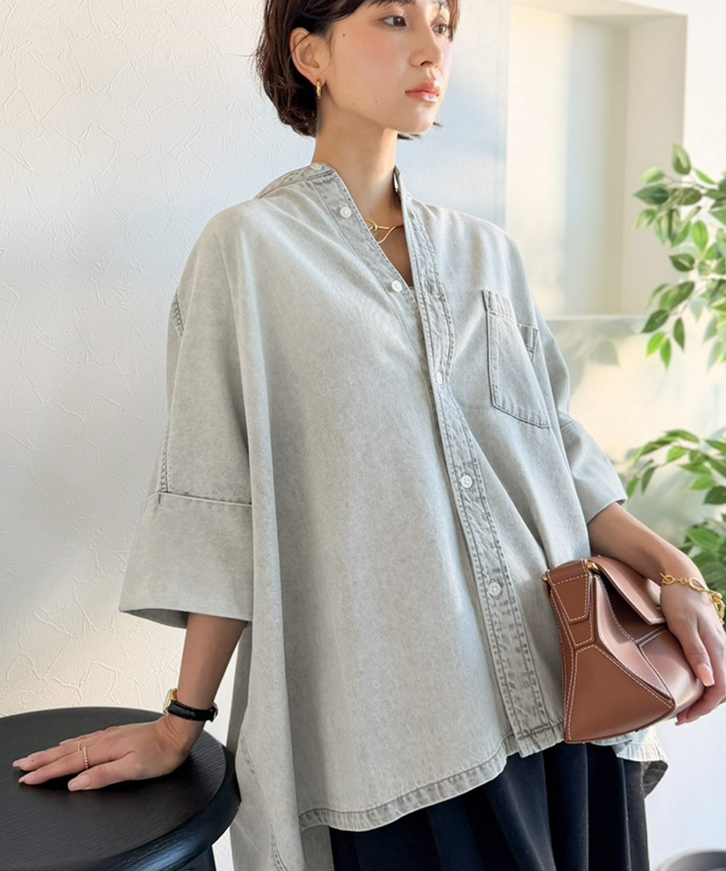 【Classical Evon】 デニムシャツ レディース 大きいサイズ シャツ おしゃれ トップス ブラウス 羽織り | classicalelf | 03